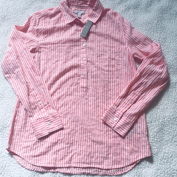 J.Crew pink striped button -Down Top NWT - Picture 3 of 4